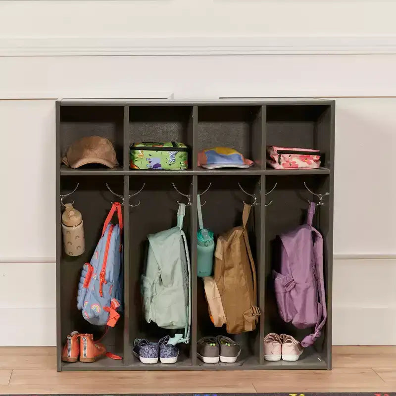 ECR4Kids Streamline 4-Section Toddler Coat Locker with Cubby Storage, Kids Furniture