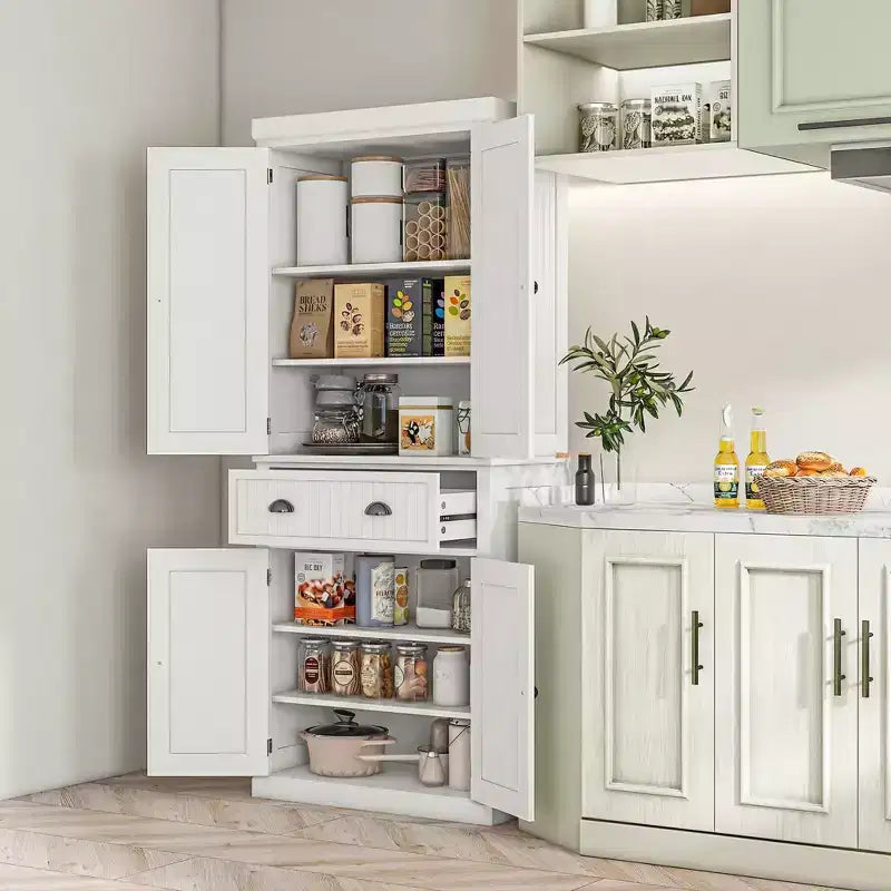 HOMCOM Mobile Dispensa da Cucina Autoportante Tradizionale 72" con Ante e 3 Ripiani Regolabili