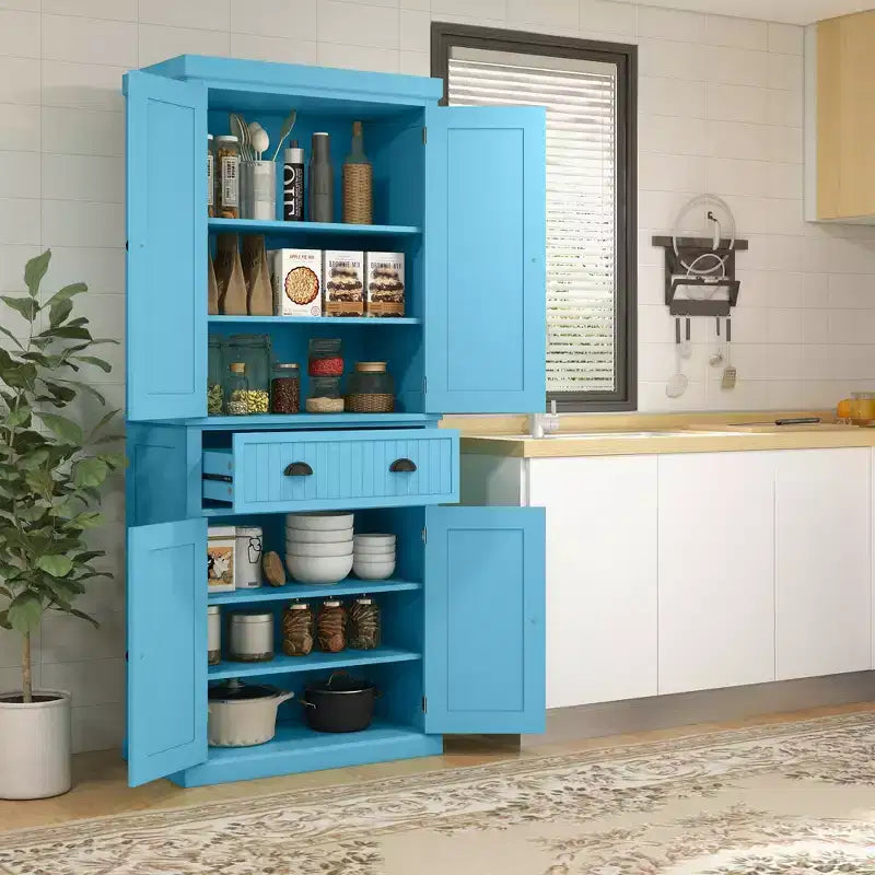HOMCOM Mobile Dispensa da Cucina Autoportante Tradizionale 72" con Ante e 3 Ripiani Regolabili