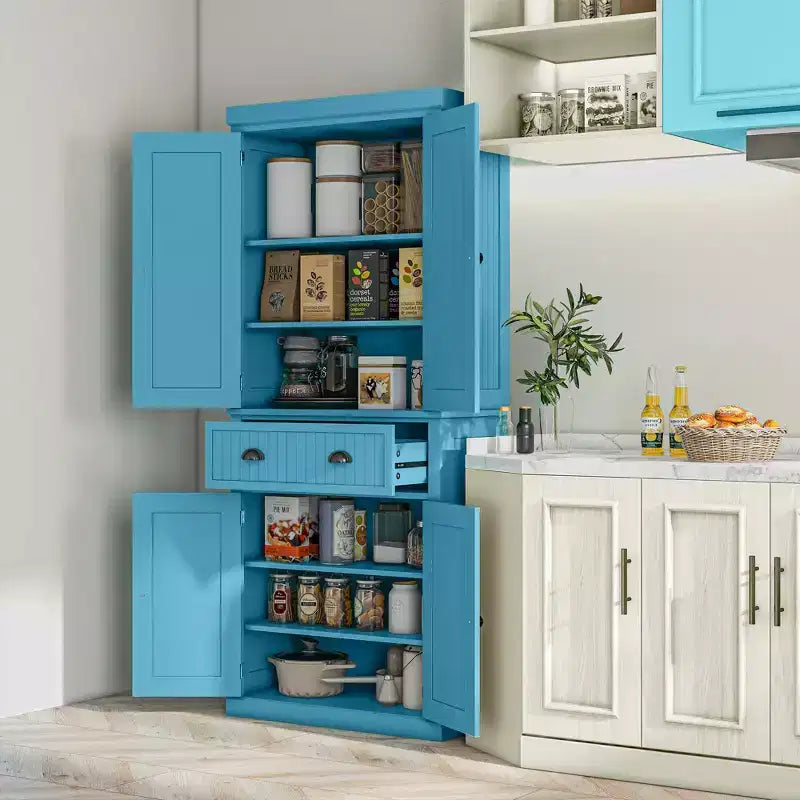 HOMCOM Mobile Dispensa da Cucina Autoportante Tradizionale 72" con Ante e 3 Ripiani Regolabili
