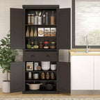HOMCOM Mobile Dispensa da Cucina Autoportante Tradizionale 72" con Ante e 3 Ripiani Regolabili