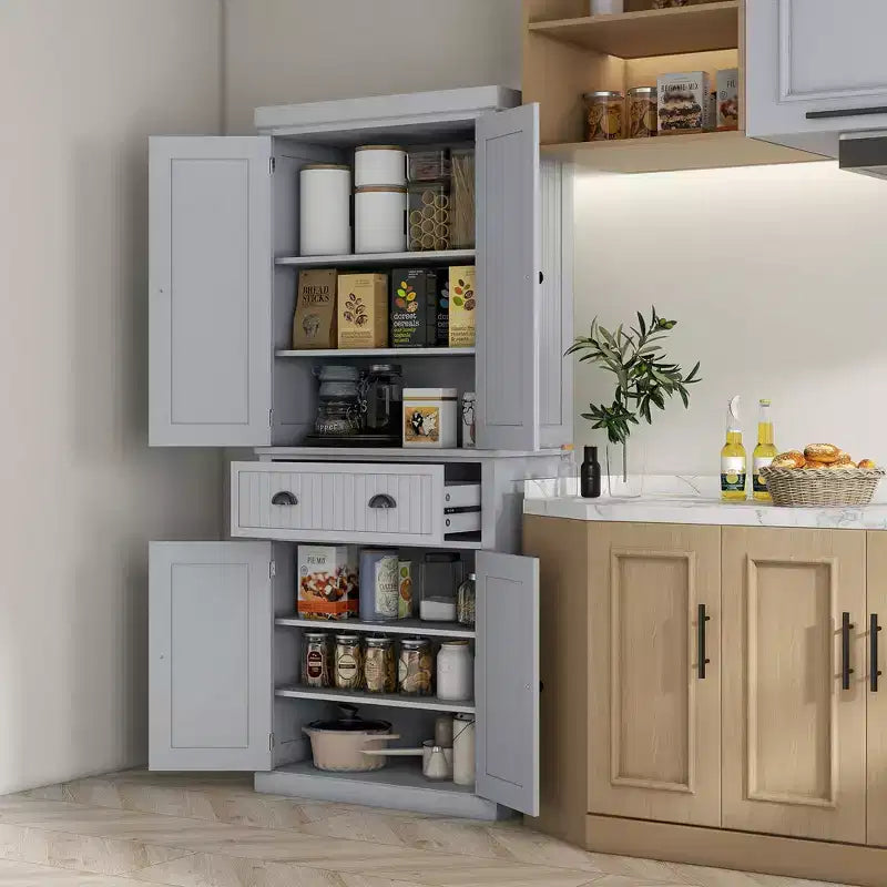 HOMCOM Mobile Dispensa da Cucina Autoportante Tradizionale 72" con Ante e 3 Ripiani Regolabili