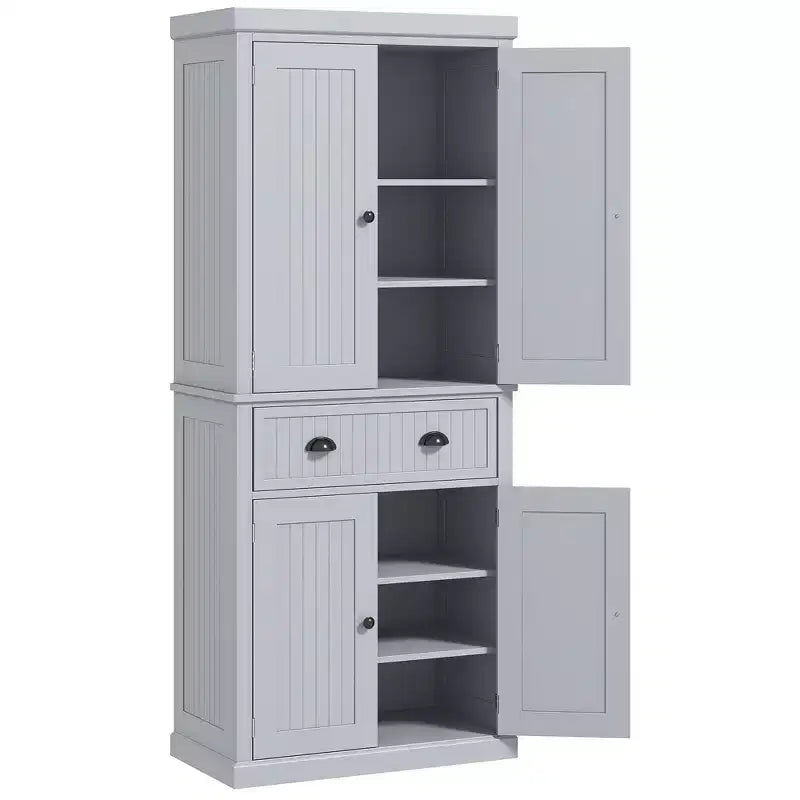 HOMCOM Mobile Dispensa da Cucina Autoportante Tradizionale 72" con Ante e 3 Ripiani Regolabili