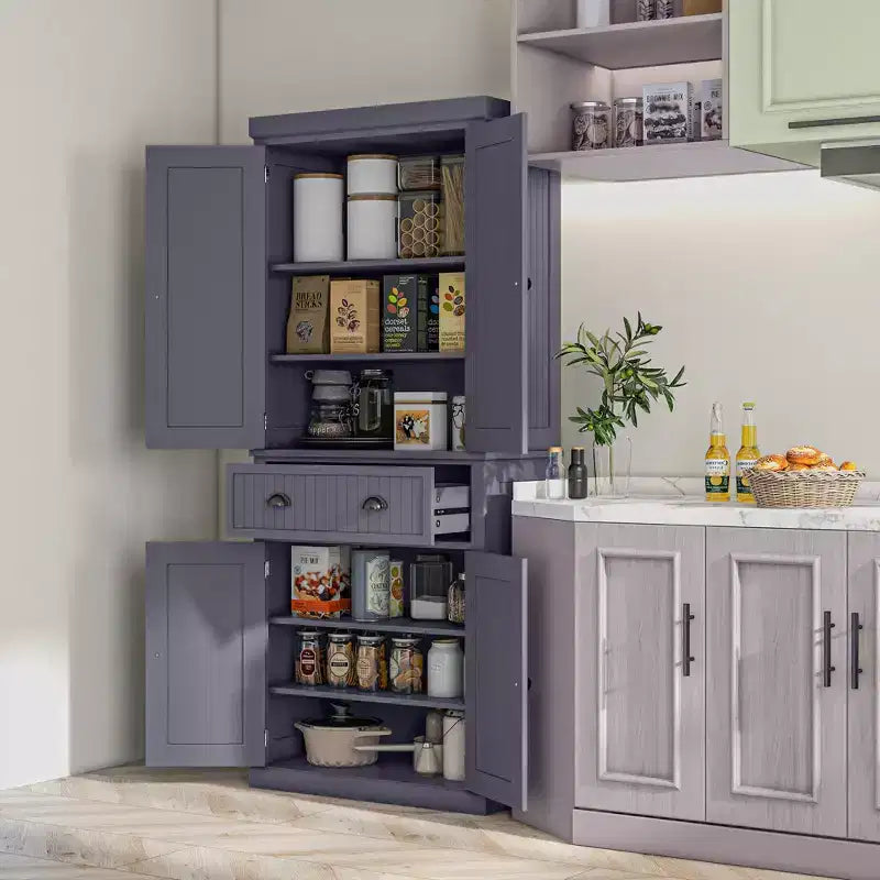 HOMCOM Mobile Dispensa da Cucina Autoportante Tradizionale 72" con Ante e 3 Ripiani Regolabili