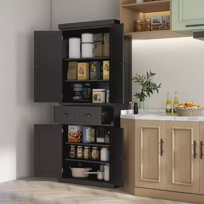 HOMCOM Mobile Dispensa da Cucina Autoportante Tradizionale 72" con Ante e 3 Ripiani Regolabili