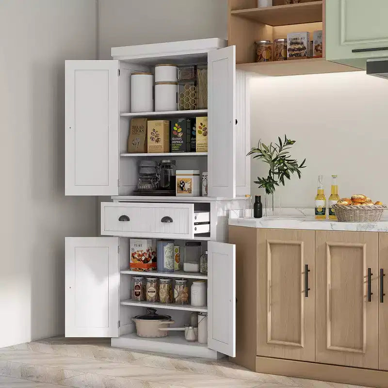 HOMCOM Mobile Dispensa da Cucina Autoportante Tradizionale 72" con Ante e 3 Ripiani Regolabili