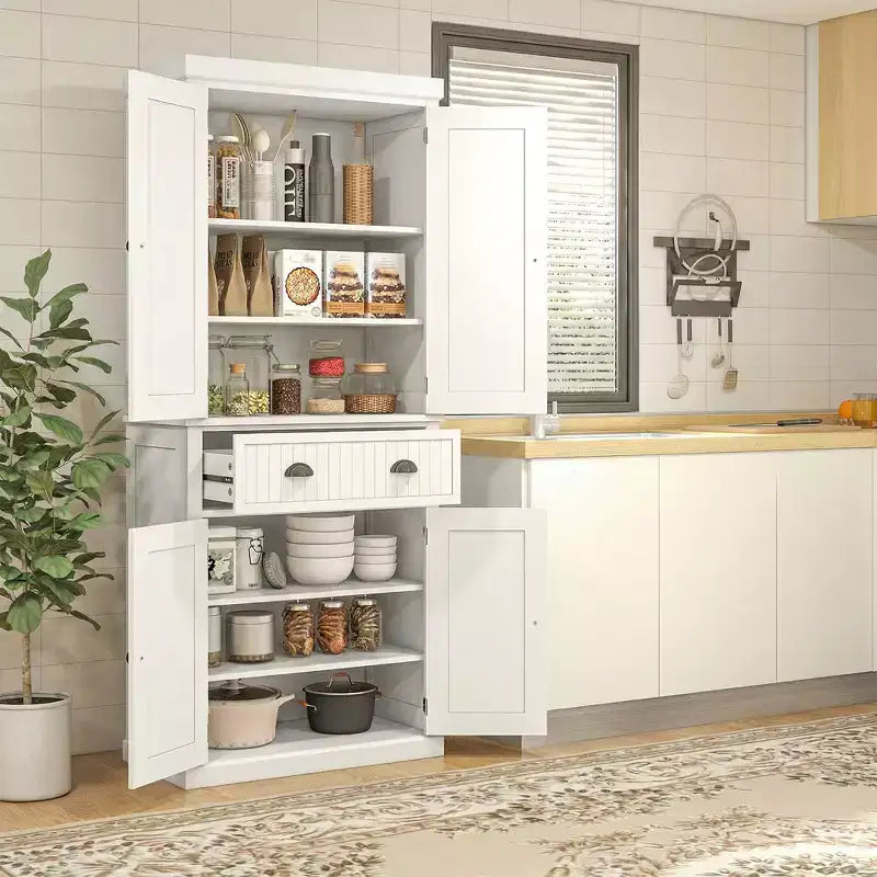 HOMCOM Mobile Dispensa da Cucina Autoportante Tradizionale 72" con Ante e 3 Ripiani Regolabili
