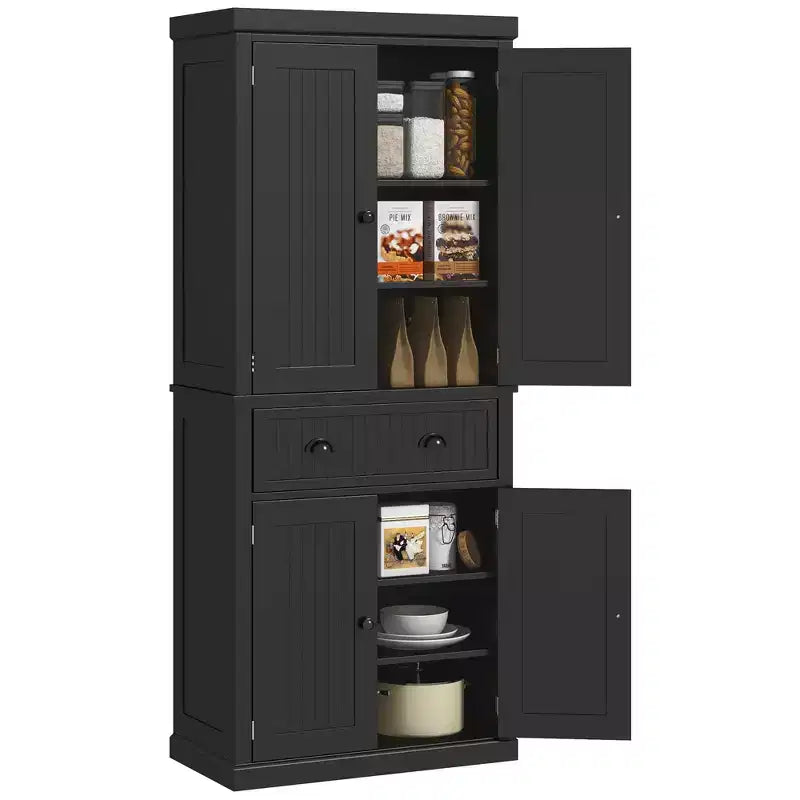HOMCOM Mobile Dispensa da Cucina Autoportante Tradizionale 72" con Ante e 3 Ripiani Regolabili