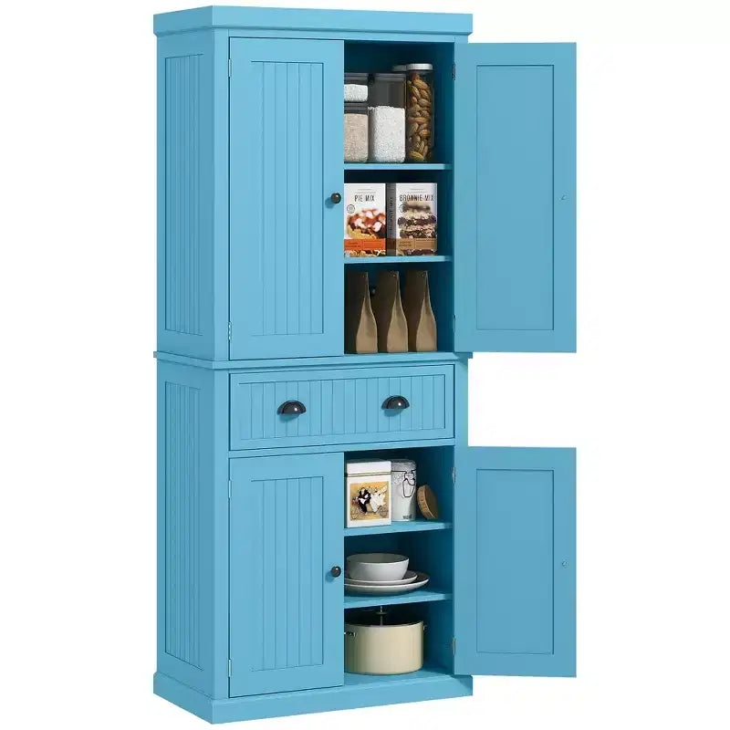 HOMCOM 72 Traditional Freestanding Kitchen Pantry Cabinet Cupboard with Doors and 3 Adjustable Shelves