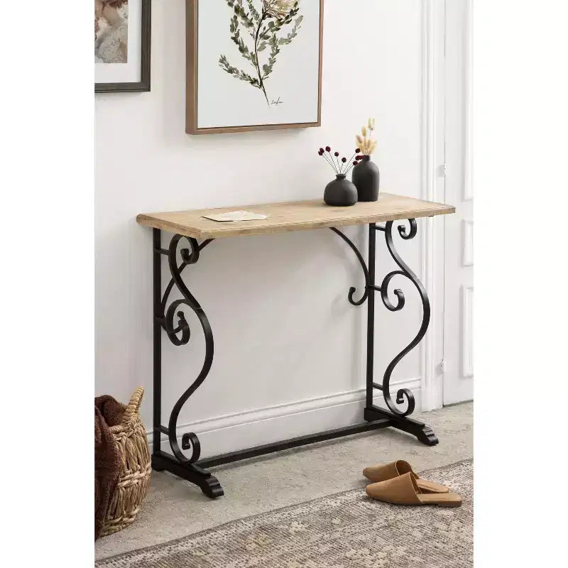 Kate and Laurel Wyldwood Rectangle Wood Console Table, 13x36x30, Black
