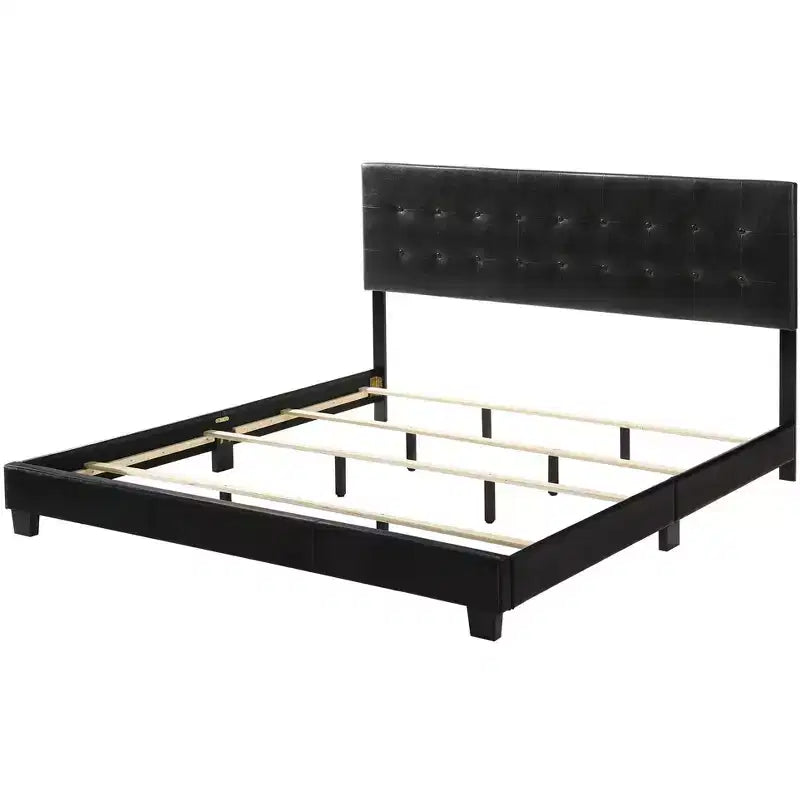 Passion Furniture Caldwell Faux Leather Button Tufted King Panel Bed