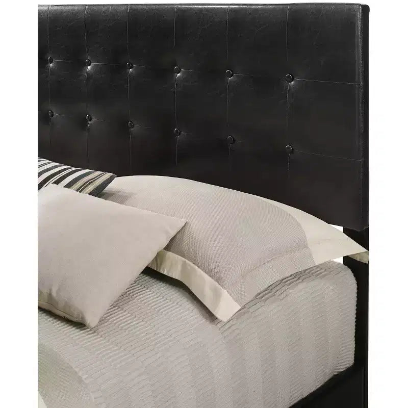 Passion Furniture Caldwell Faux Leather Button Tufted King Panel Bed