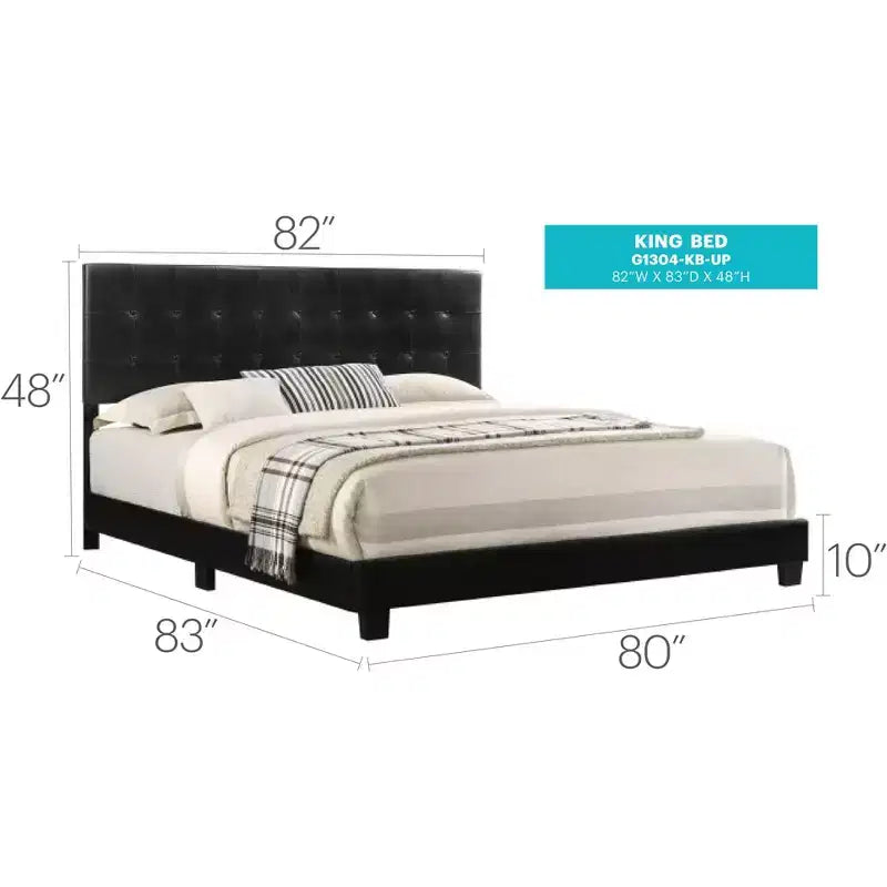 Passion Furniture Caldwell Faux Leather Button Tufted King Panel Bed