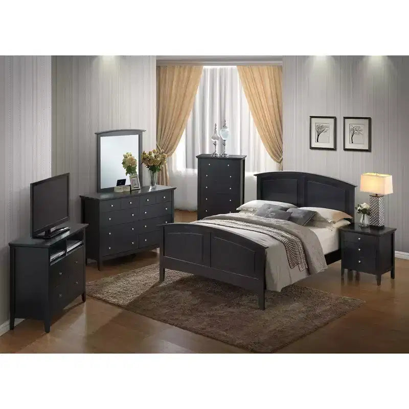 Passion Furniture Hammond Full Panel Bed with Curved Top Rail