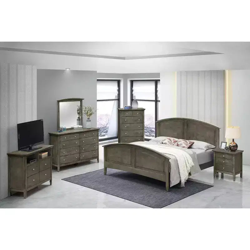 Passion Furniture Hammond Full Panel Bed with Curved Top Rail