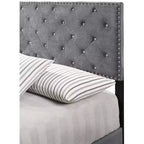 Passion Furniture Suffolk Tufted Velvet Upholstered King Panel Bed