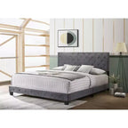 Passion Furniture Suffolk Tufted Velvet Upholstered King Panel Bed