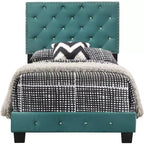 Passion Furniture Suffolk Tufted Velvet Upholstered King Panel Bed