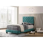 Passion Furniture Suffolk Tufted Velvet Upholstered King Panel Bed