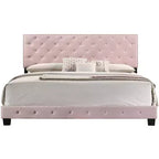 Passion Furniture Suffolk Tufted Velvet Upholstered King Panel Bed