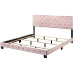 Passion Furniture Suffolk Tufted Velvet Upholstered King Panel Bed