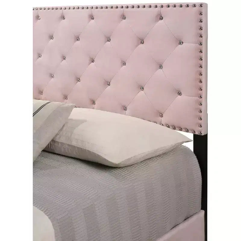 Passion Furniture Suffolk Tufted Velvet Upholstered King Panel Bed