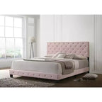 Passion Furniture Suffolk Tufted Velvet Upholstered King Panel Bed