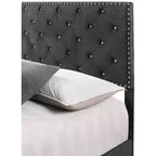Passion Furniture Suffolk Tufted Velvet Upholstered King Panel Bed