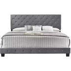 Passion Furniture Suffolk Tufted Velvet Upholstered King Panel Bed