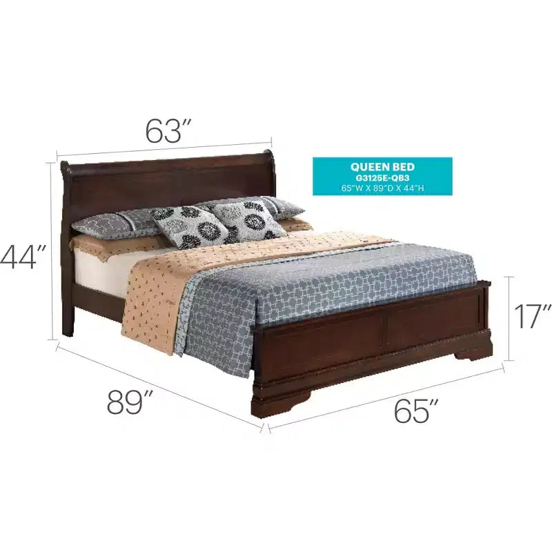 Passion Furniture Letto matrimoniale Louis Philippe con pannelli