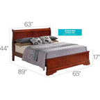 Passion Furniture Letto matrimoniale Louis Philippe con pannelli