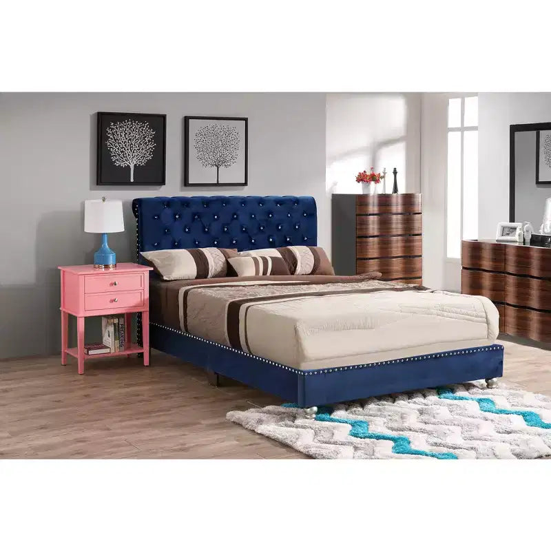 Passion Furniture Maxx Tufted Upholstered Full Panel Bed