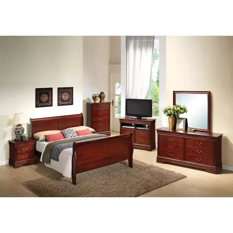 Letto a slitta Passion Furniture Louis Philippe Queen con pediera alta