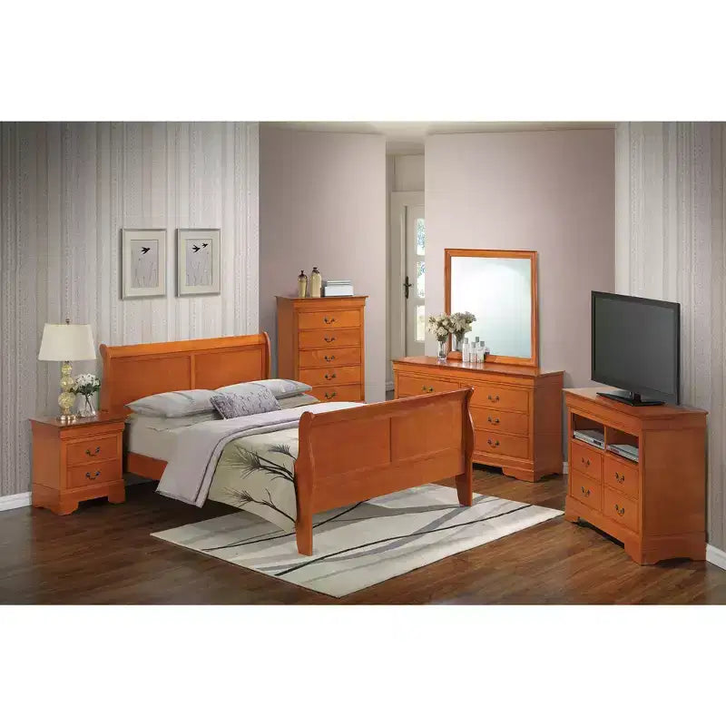 Letto a slitta Passion Furniture Louis Philippe Queen con pediera alta