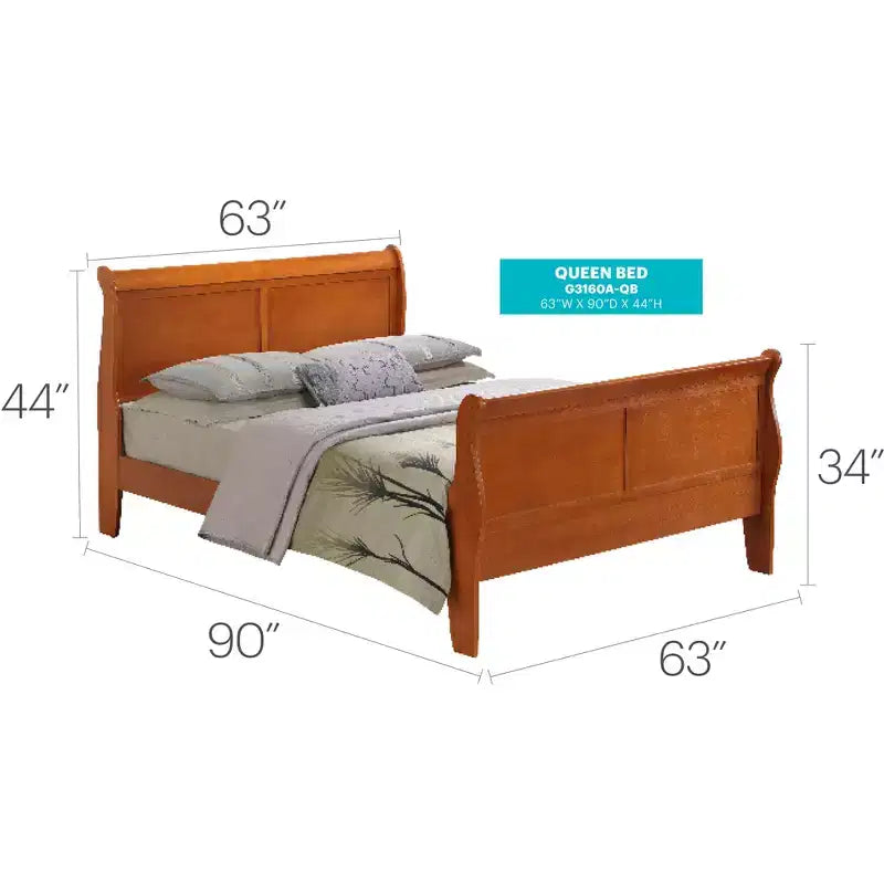 Letto a slitta Passion Furniture Louis Philippe Queen con pediera alta