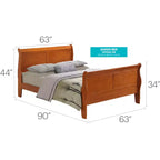 Letto a slitta Passion Furniture Louis Philippe Queen con pediera alta