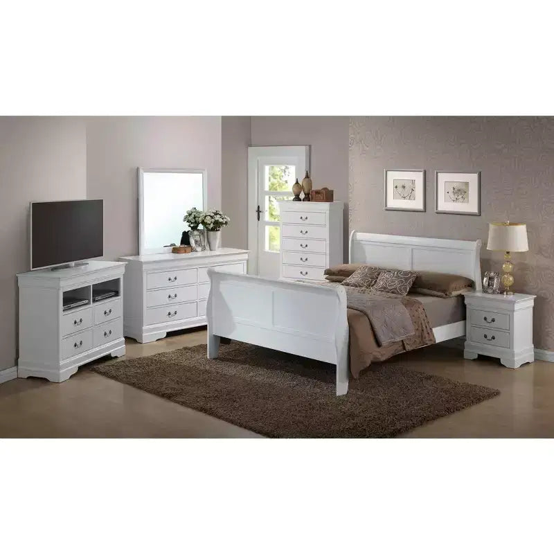 Letto a slitta Passion Furniture Louis Philippe Queen con pediera alta