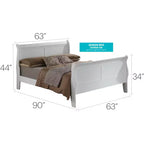 Letto a slitta Passion Furniture Louis Philippe Queen con pediera alta