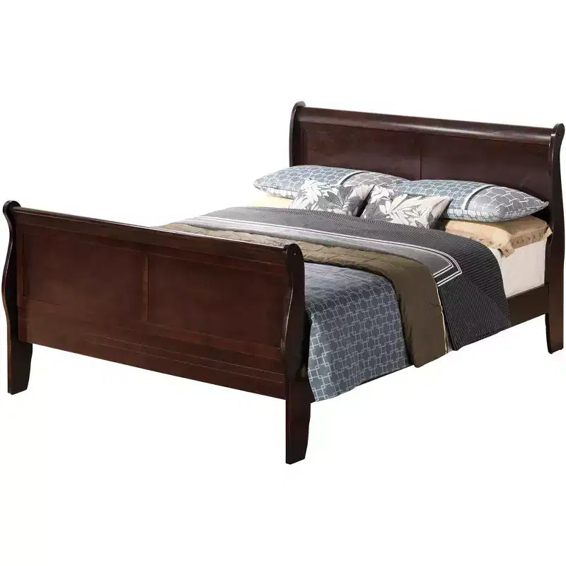Letto a slitta Passion Furniture Louis Philippe Queen con pediera alta