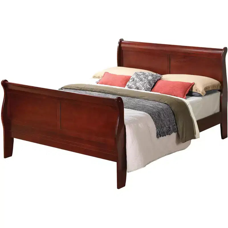 Passion Furniture Louis Philippe Queen Sleigh Bed with High Footboard