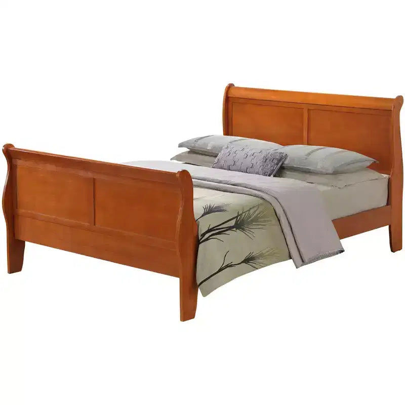 Passion Furniture Louis Philippe Queen Sleigh Bed with High Footboard