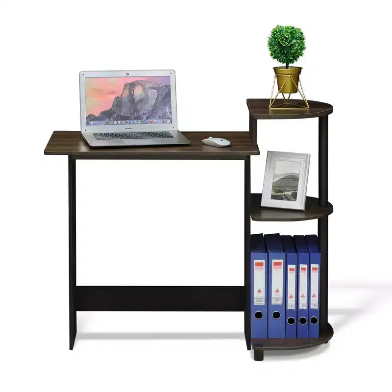 Furinno Modern Compact Computer Desk Writing Study Home Office Corner Desk with Storage Shelves