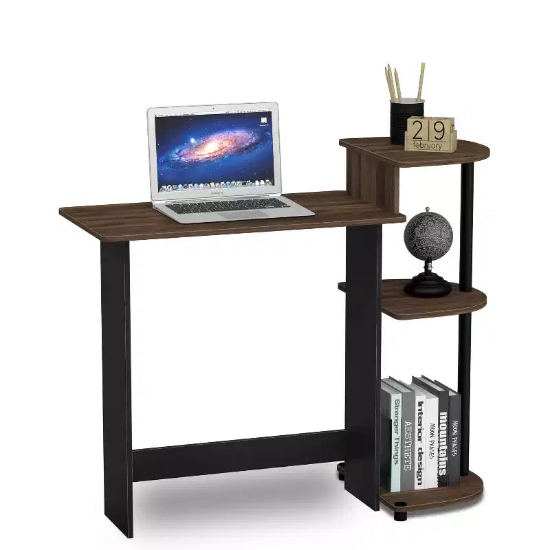 Furinno Modern Compact Computer Desk Writing Study Home Office Corner Desk with Storage Shelves