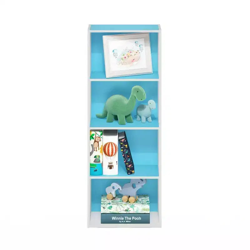 Furinno 4-Tier Open Bookcase 4-Cube Display Cabinet Floor Standing Storage Shelves Bookcase