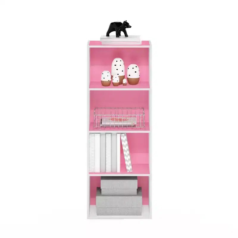 Furinno 4-Tier Open Bookcase 4-Cube Display Cabinet Floor Standing Storage Shelves Bookcase