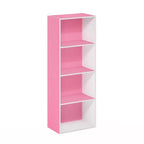 Furinno 4-Tier Open Bookcase 4-Cube Display Cabinet Floor Standing Storage Shelves Bookcase