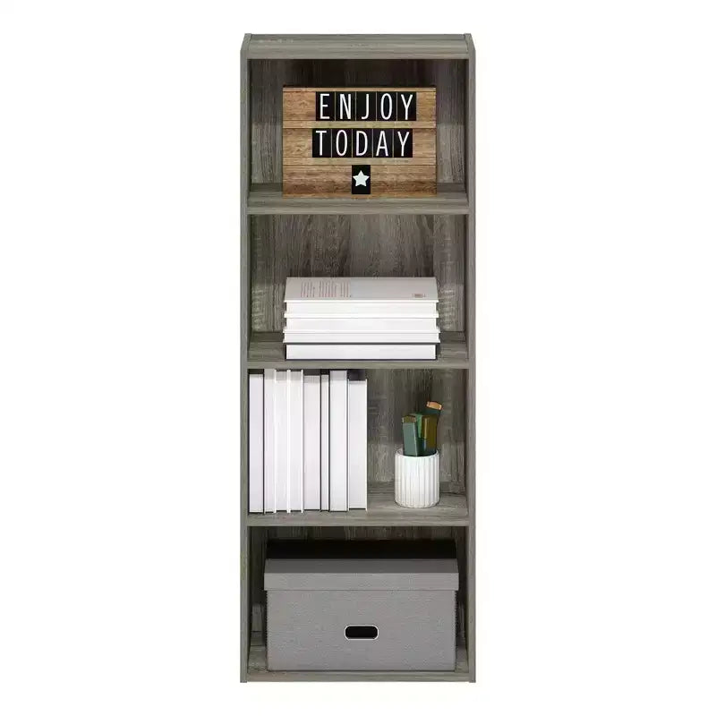 Furinno 4-Tier Open Bookcase 4-Cube Display Cabinet Floor Standing Storage Shelves Bookcase