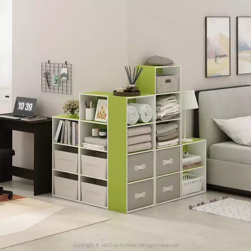 Furinno 4-Tier Open Bookcase 4-Cube Display Cabinet Floor Standing Storage Shelves Bookcase