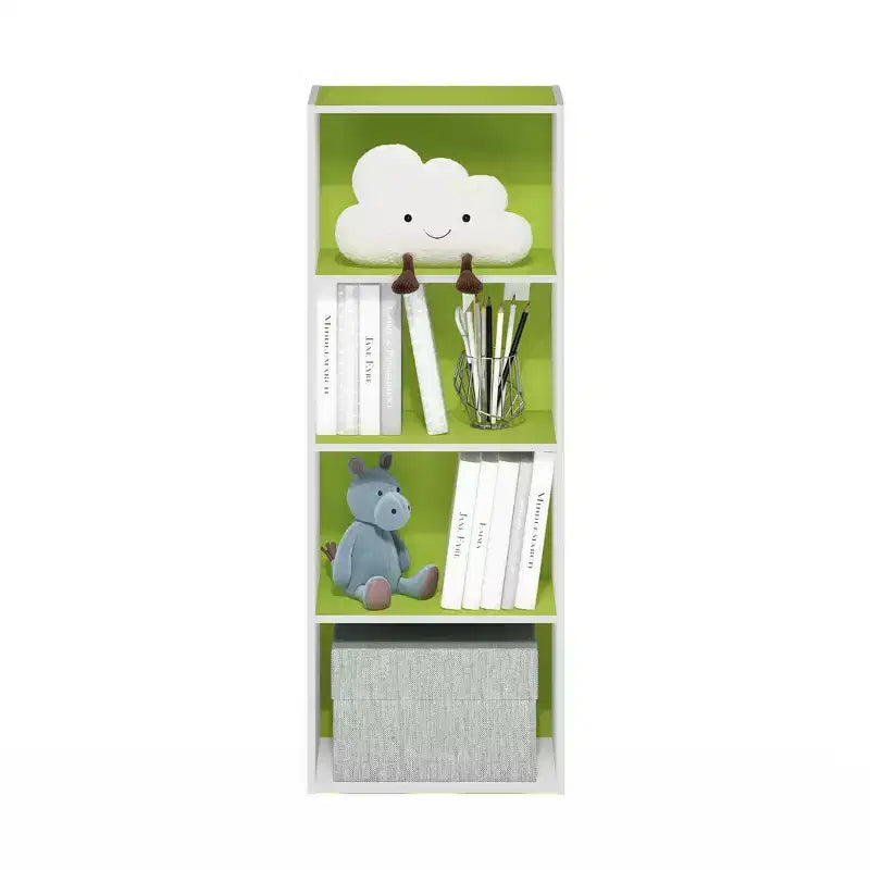 Furinno 4-Tier Open Bookcase 4-Cube Display Cabinet Floor Standing Storage Shelves Bookcase