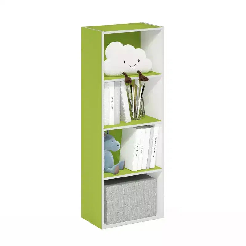 Furinno 4-Tier Open Bookcase 4-Cube Display Cabinet Floor Standing Storage Shelves Bookcase